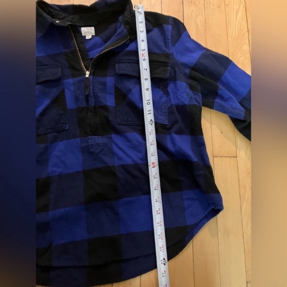 J Crew Blue Buffalo Plaid Flannel Pullover - Picture 6 of 7